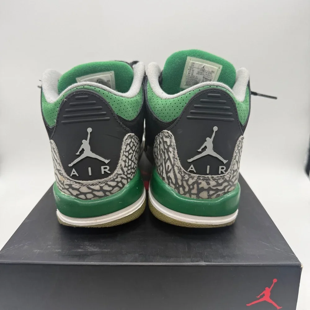 Jordan Air Jordan 3 Retro Kids 7Y Pine Green Black Elephant Print 398614-030